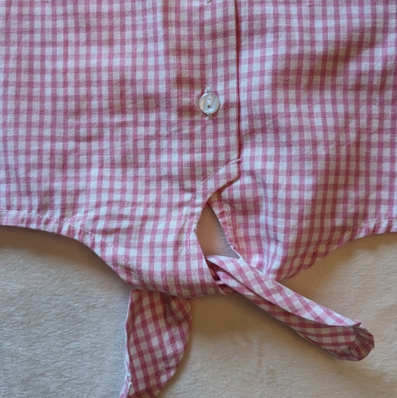 HARTSTRINGS Sleeveless Button-up Front-tie Pink White Gingham Top EUC 3T - Picture 4 of 6